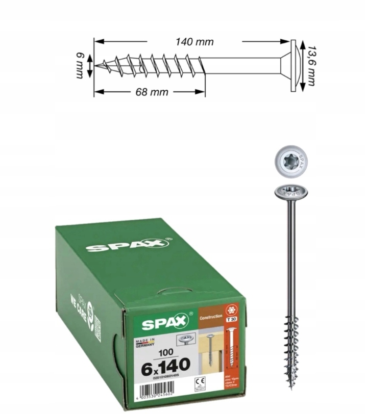 Univerzální šrouby Wirox Tx do dřeva Spax 6 x 140 mm 100 ks
