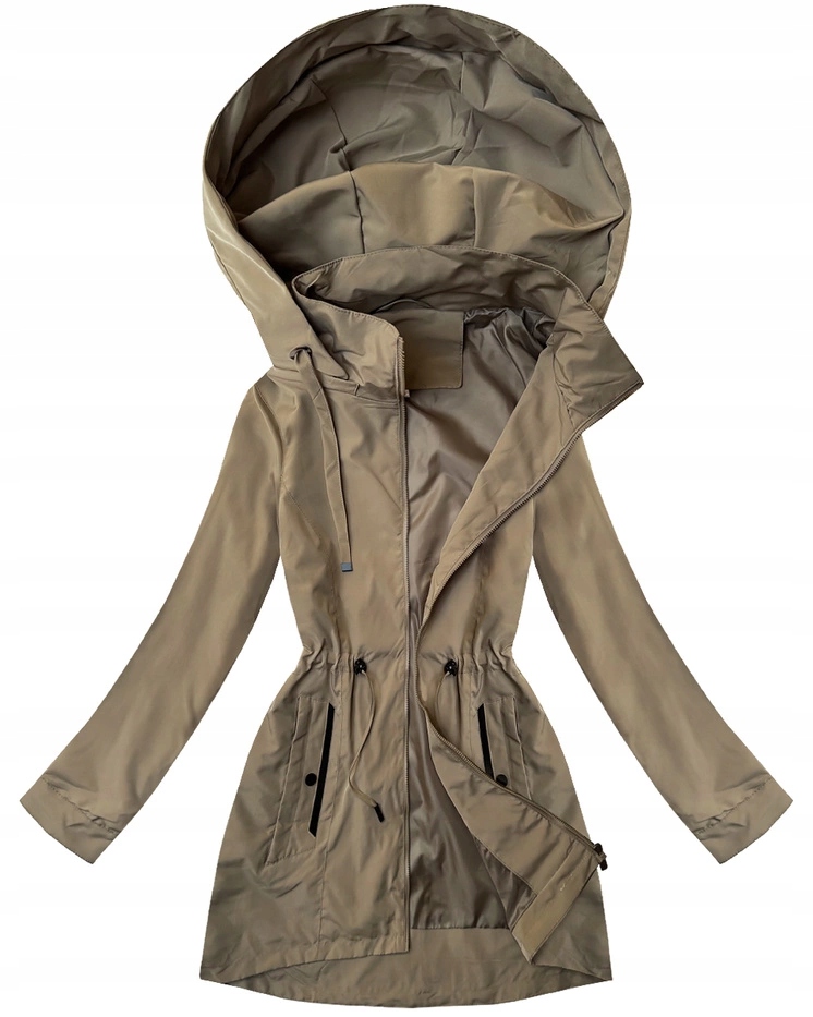 Jednoduchá Bunda Kapuce 16M9251 Béžová S (36)