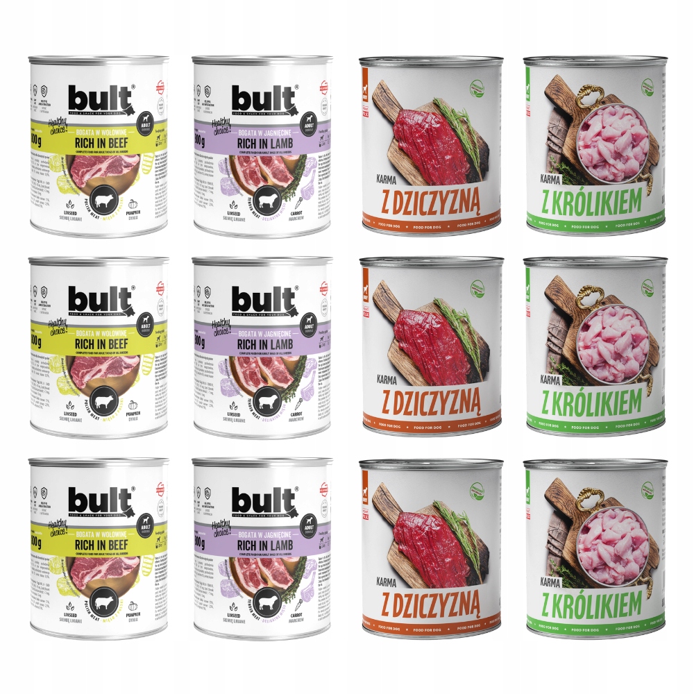 Levně Krmivo Pro Psa Vlhké Krmivo MIX Chutí Hovězí Jehněčí Králík 12x800 g