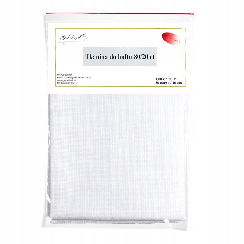 Kanva vyšívací látka Gobelinek Aida 20ct 100x150cm 80oček/10cm Bílá