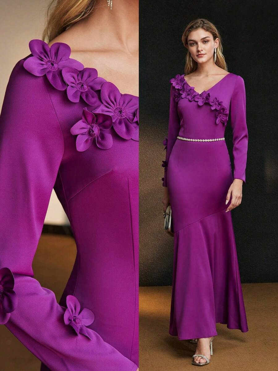 Šaty Mořská Panna Koktejlová Fialová Premium Motf M 38