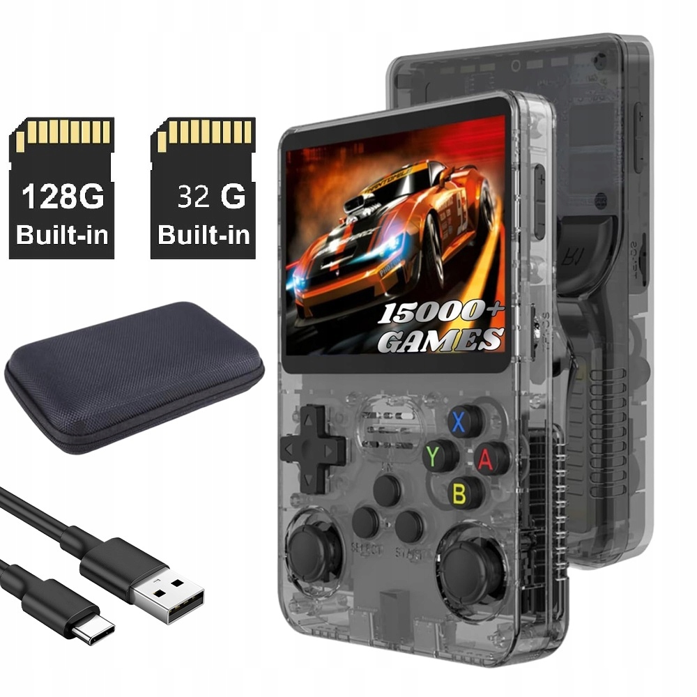 Retro R36S Konzola Černá 21000+ Hra 32G+128G Dárek Hvězdičkový