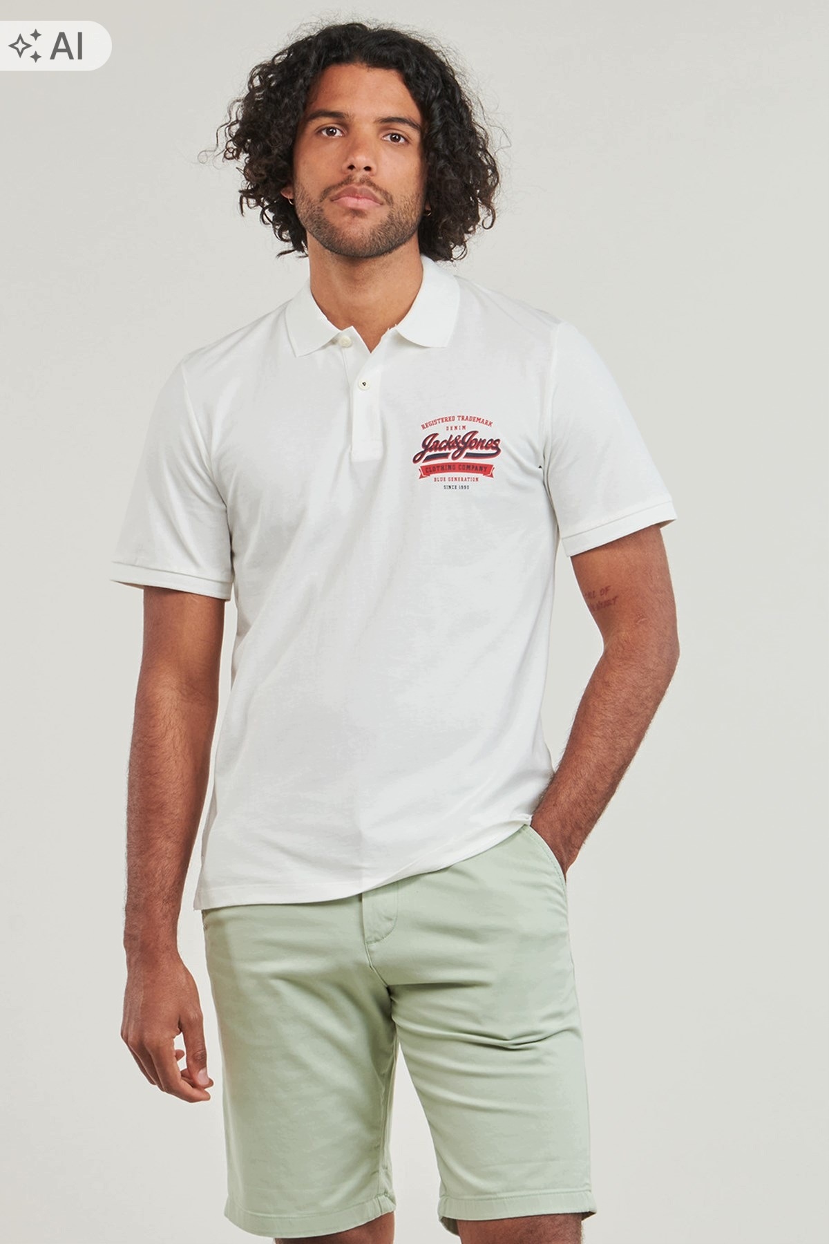 Jack&jones Bílá Polokošile S Nápisem A Krátkým Rukávem M 7DA