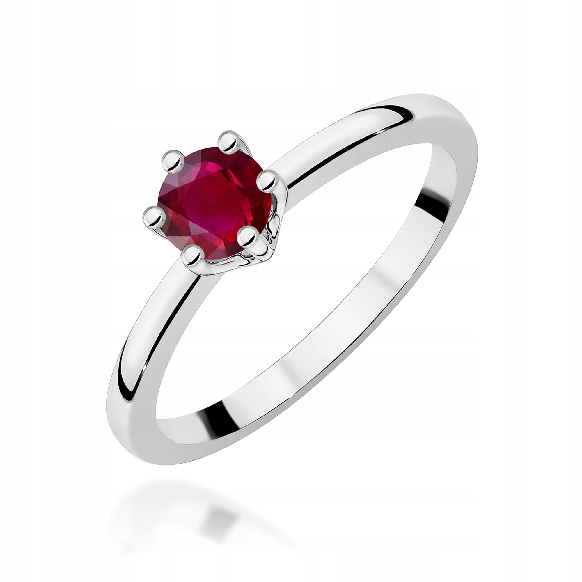 Prstýnek z bílého zlata 585 rubín, klasický, elegantní na zásnuby