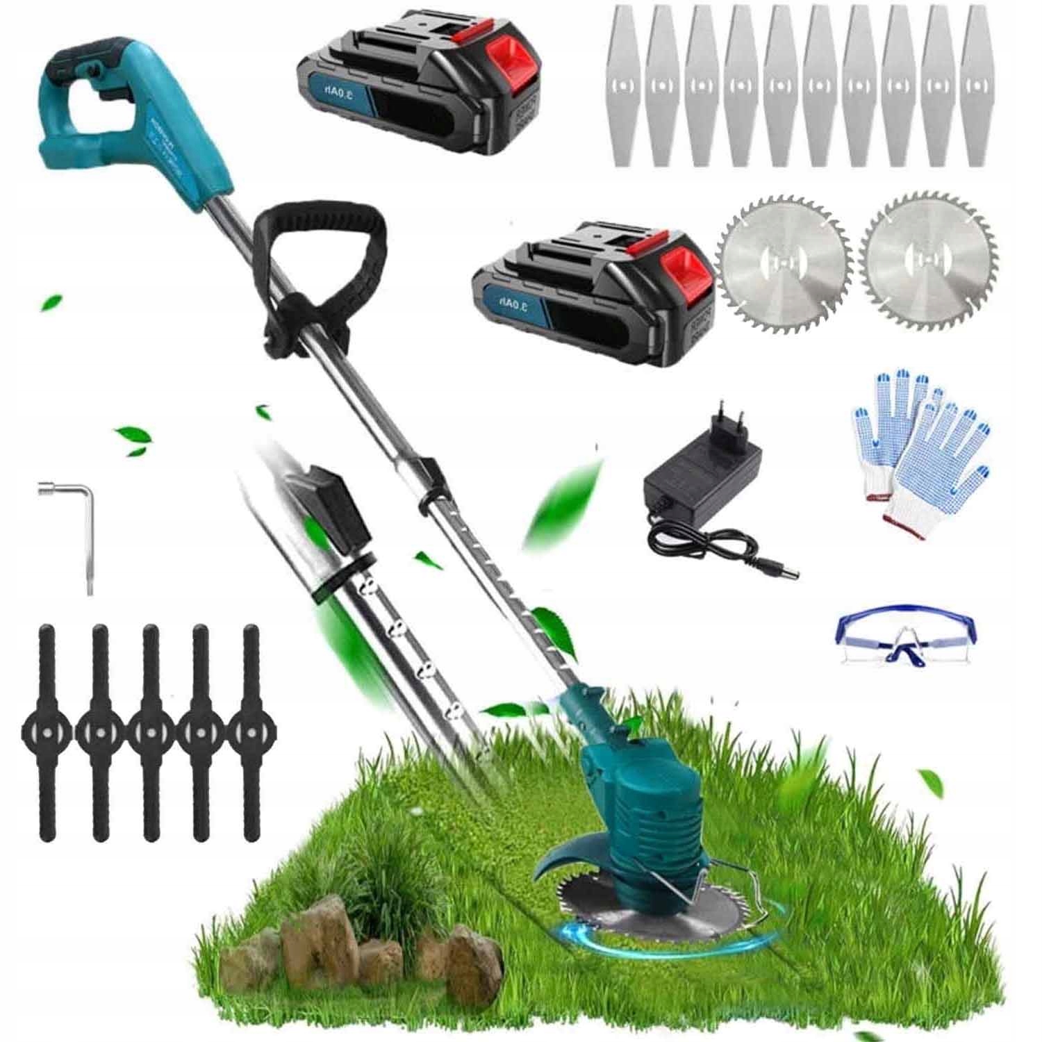 Podkaszarka Akumulatorowa Kosa Ogrodowa Wykaszarka Do Trawy 2xAKU Zestaw