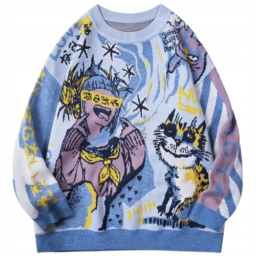 Pánský svetr s grafikou Anime ve stylu Streetwear Harajuku Kawaii L