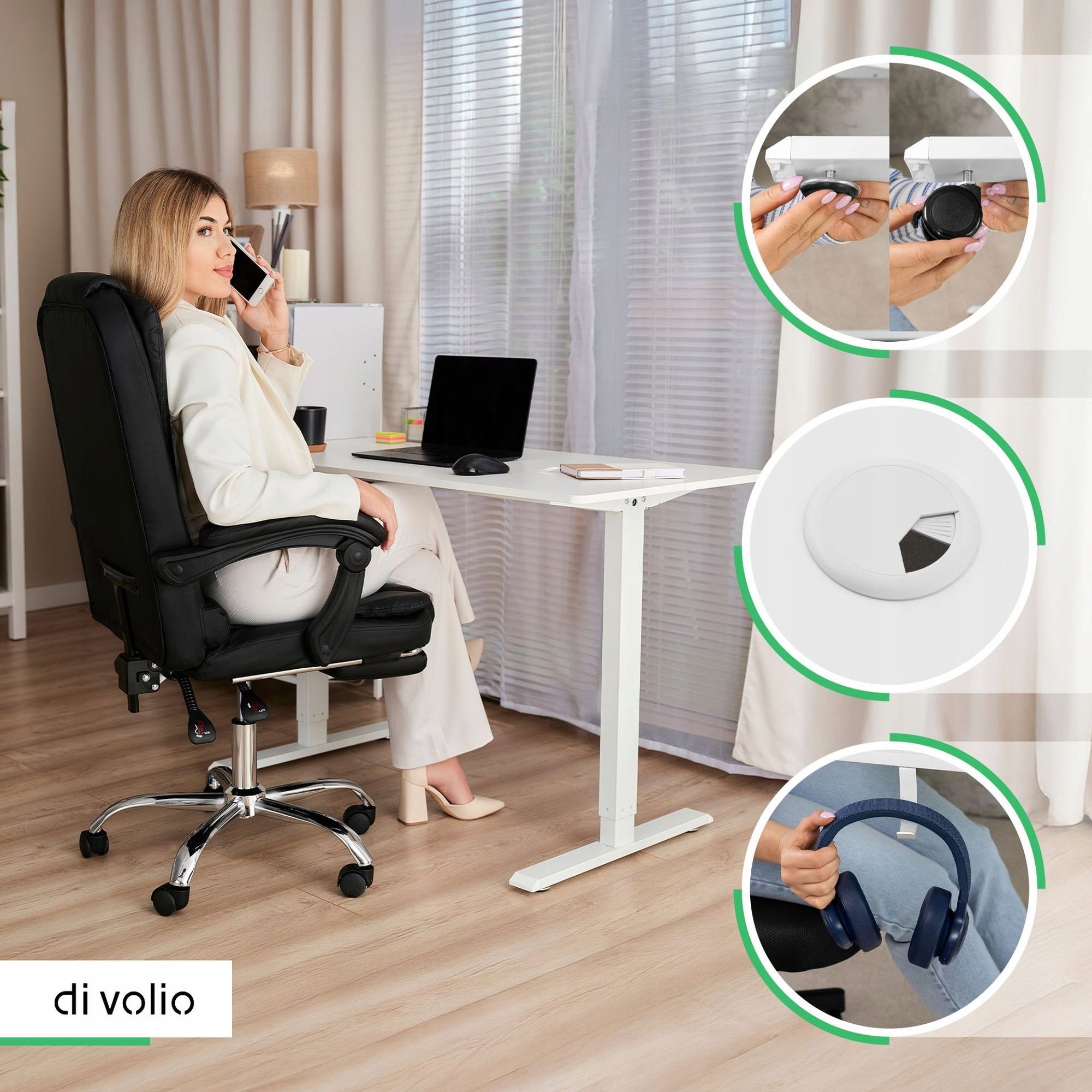 Biurko elektryczne gamingowe 140x80 regulacja wysokości panel sterowania Głębokość mebla 80 cm