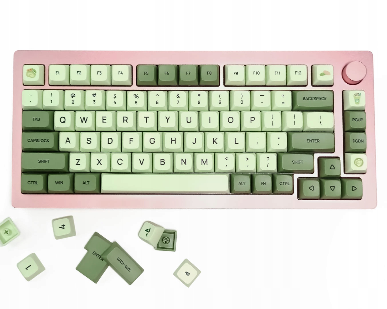Matcha Green Custom Keycaps Set Pbt Keycap Space Esc Białe Zielone Puller