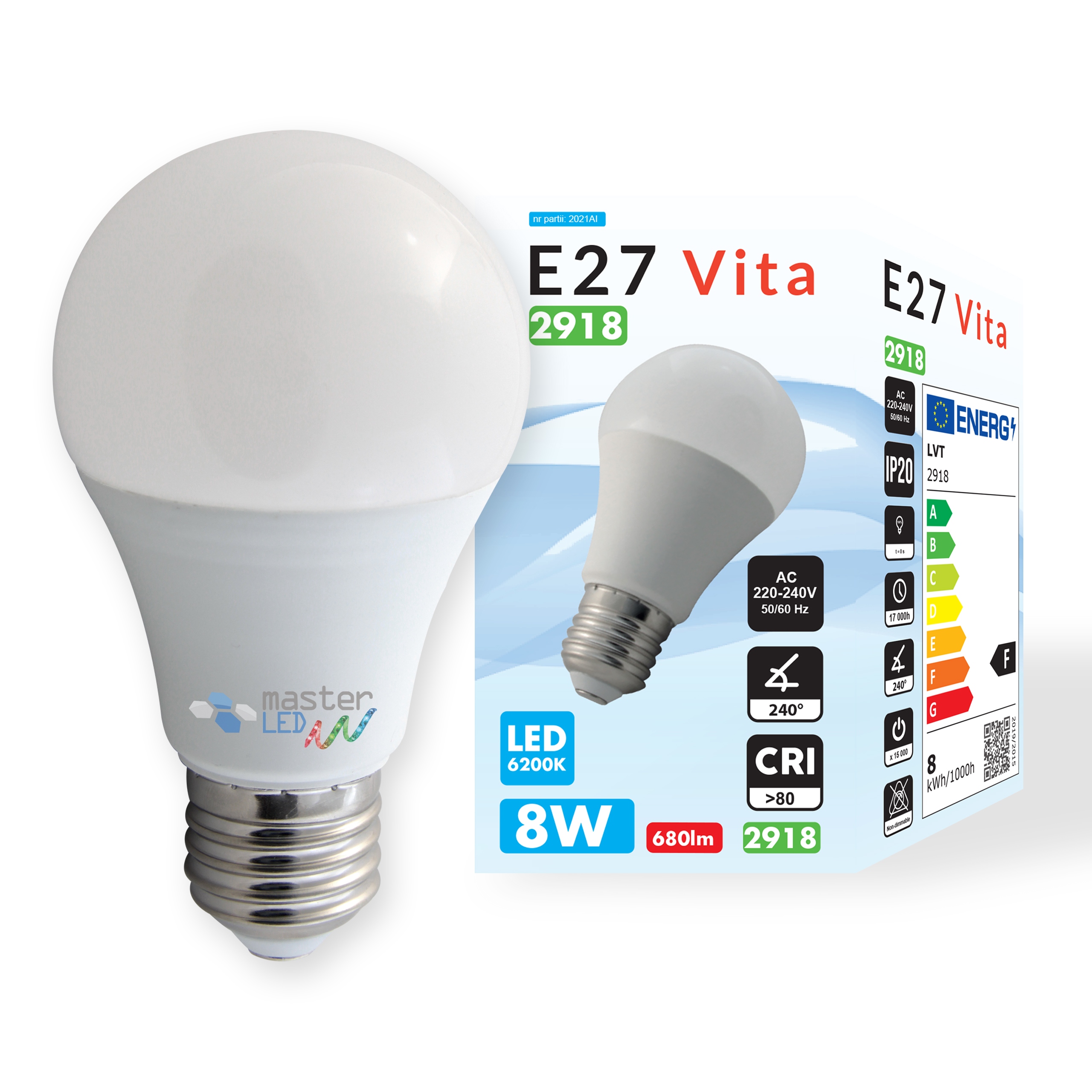 

Żarówka Led E27 2835 Smd 800lm 8W kula A60 230V