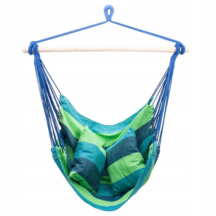 HAMAK BRAZYLIJSKI Z 2 PODUSZKAMI FOTEL WISZĄCY HUŚTAWKA OGRODOWA DO DOMU Producent Promis