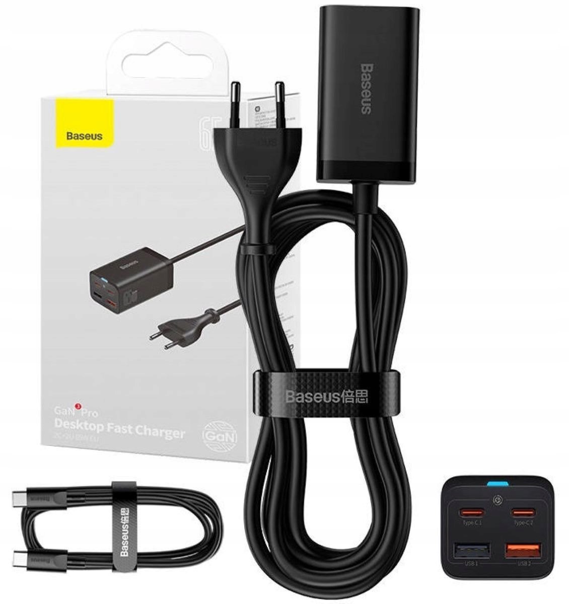 Ładowarka sieciowa Baseus GaN3 Pro 65W kabel Usb Typ-C Usb Typ-C Czarny
