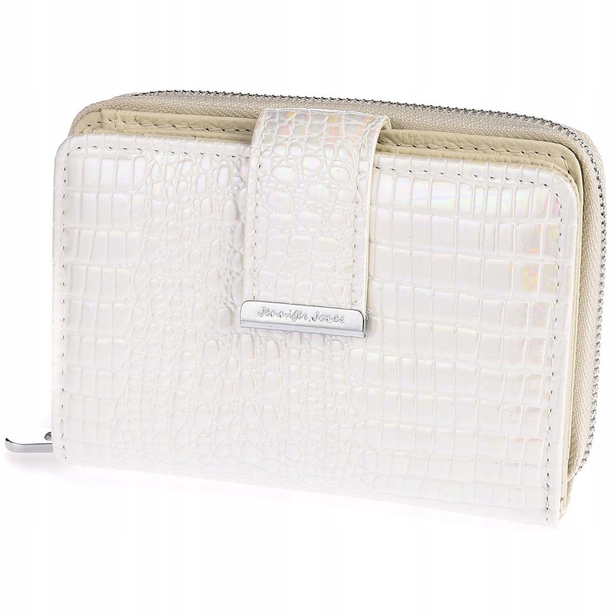 

Portfel skórzany lakierowany pojemny damski croco