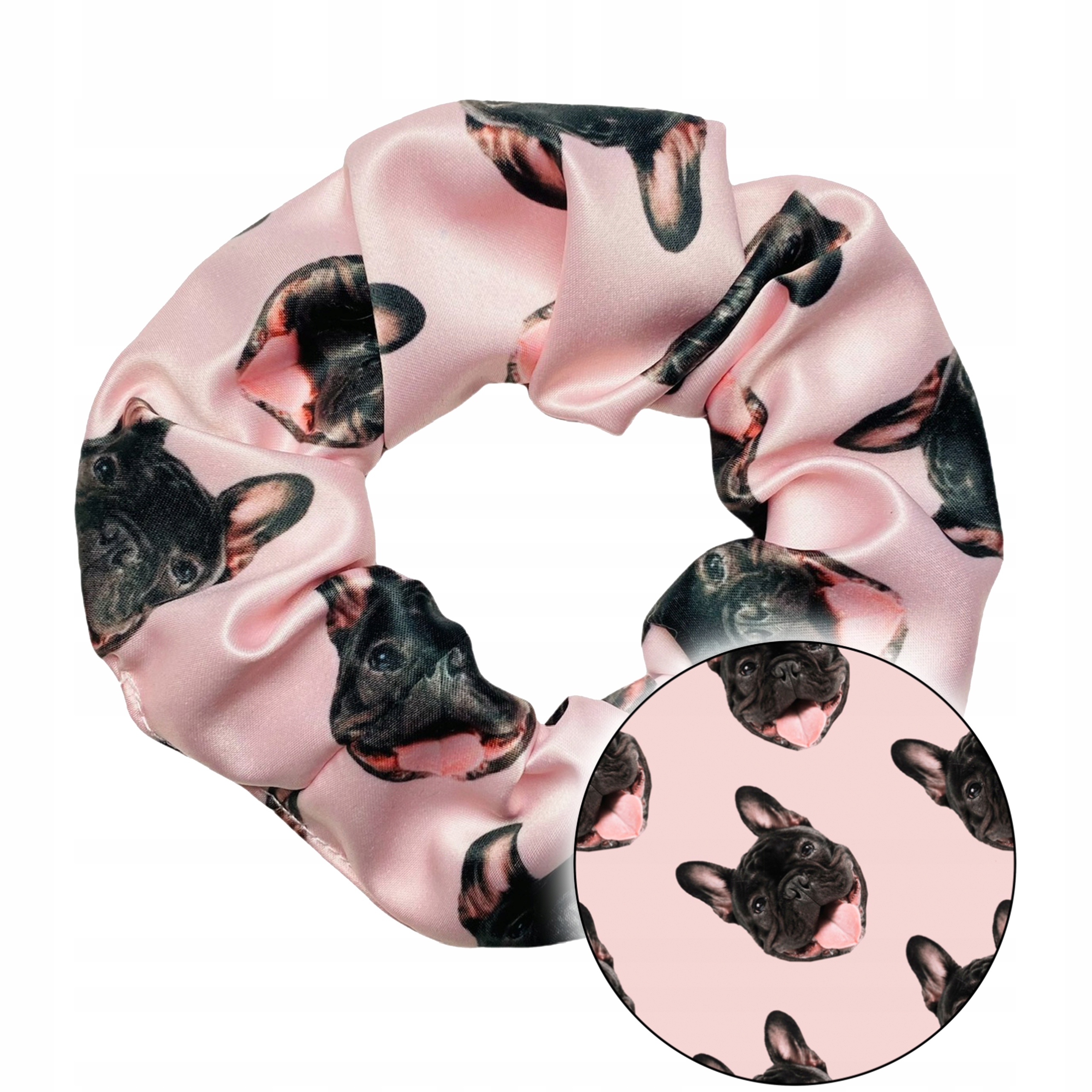 

Scrunchie Z Psem Buldog Franc gumka włosów