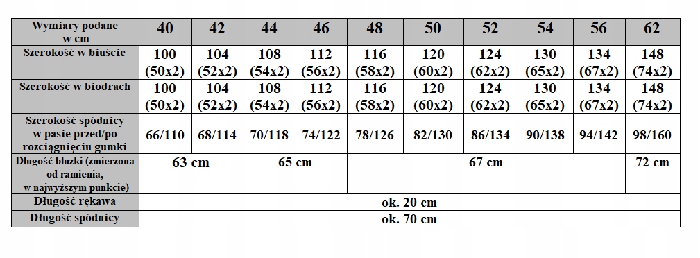 GARSONKA KOMPLET TU ROZM 40 SĄ 40 42 44 46 48 50 52 54 56 BLUZKA SPÓDNICA Rękaw krótki rękaw