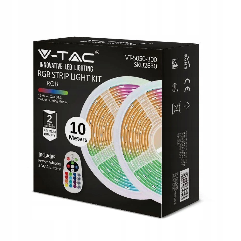 Sada Led pásků Rgb 12V 1000 cm s dálkovým ovládáním a napájecím zdrojem IP65 V-tac