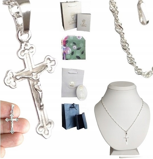 Łańcuszek srebrny komunijny / chrzest + krzyżyk