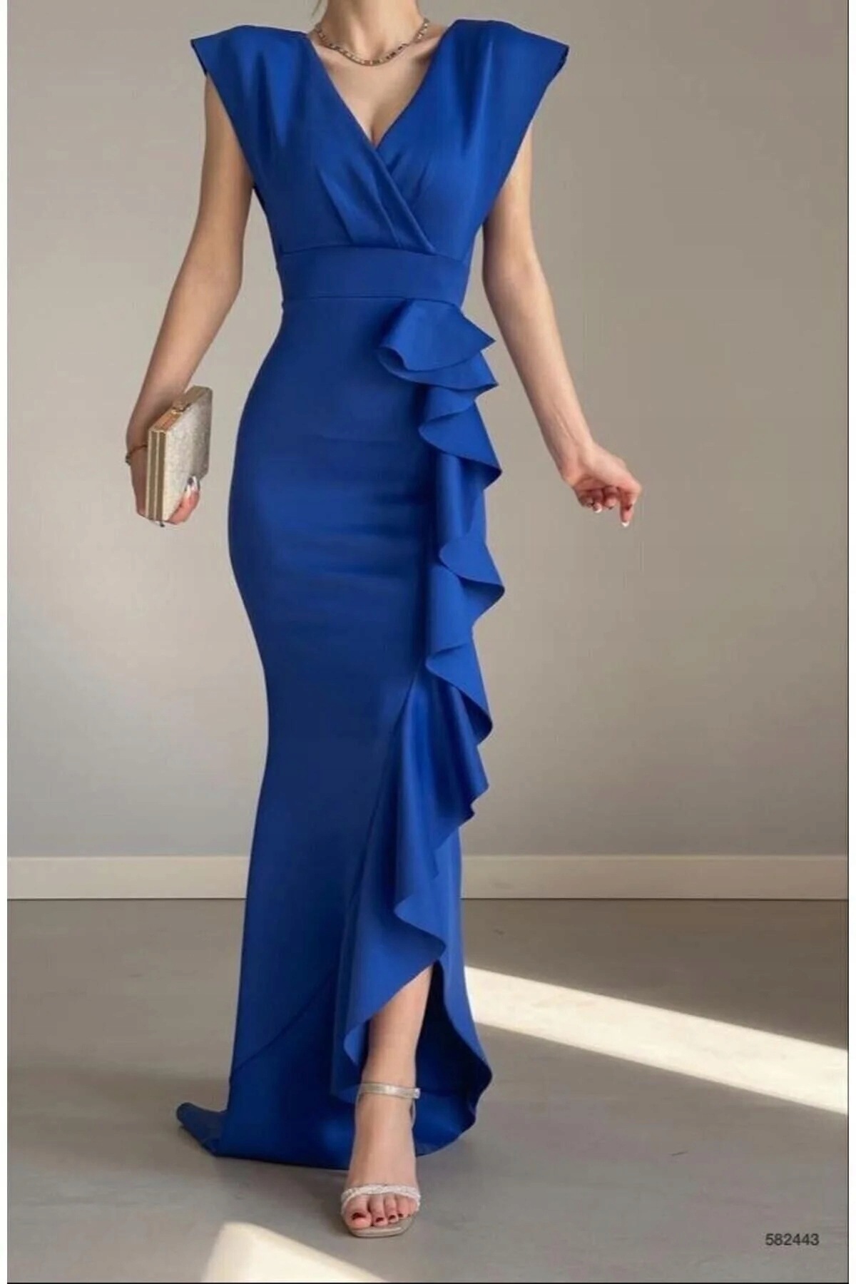 Elegantní Šaty MIDI S Volánem V Chrpové Barvě Xs 5IA