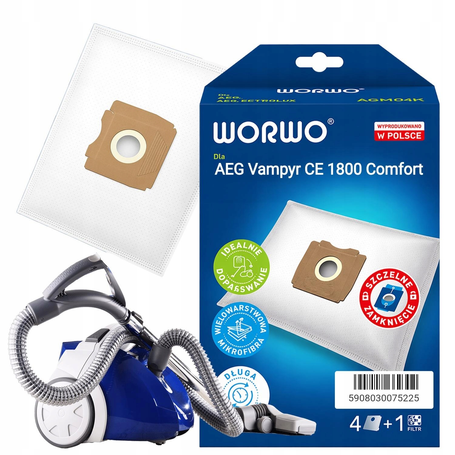 Worki Do Odkurzacza Aeg Vampyr Ce 1800 Comfort AGMB01, 4 Sztuki, Filtr