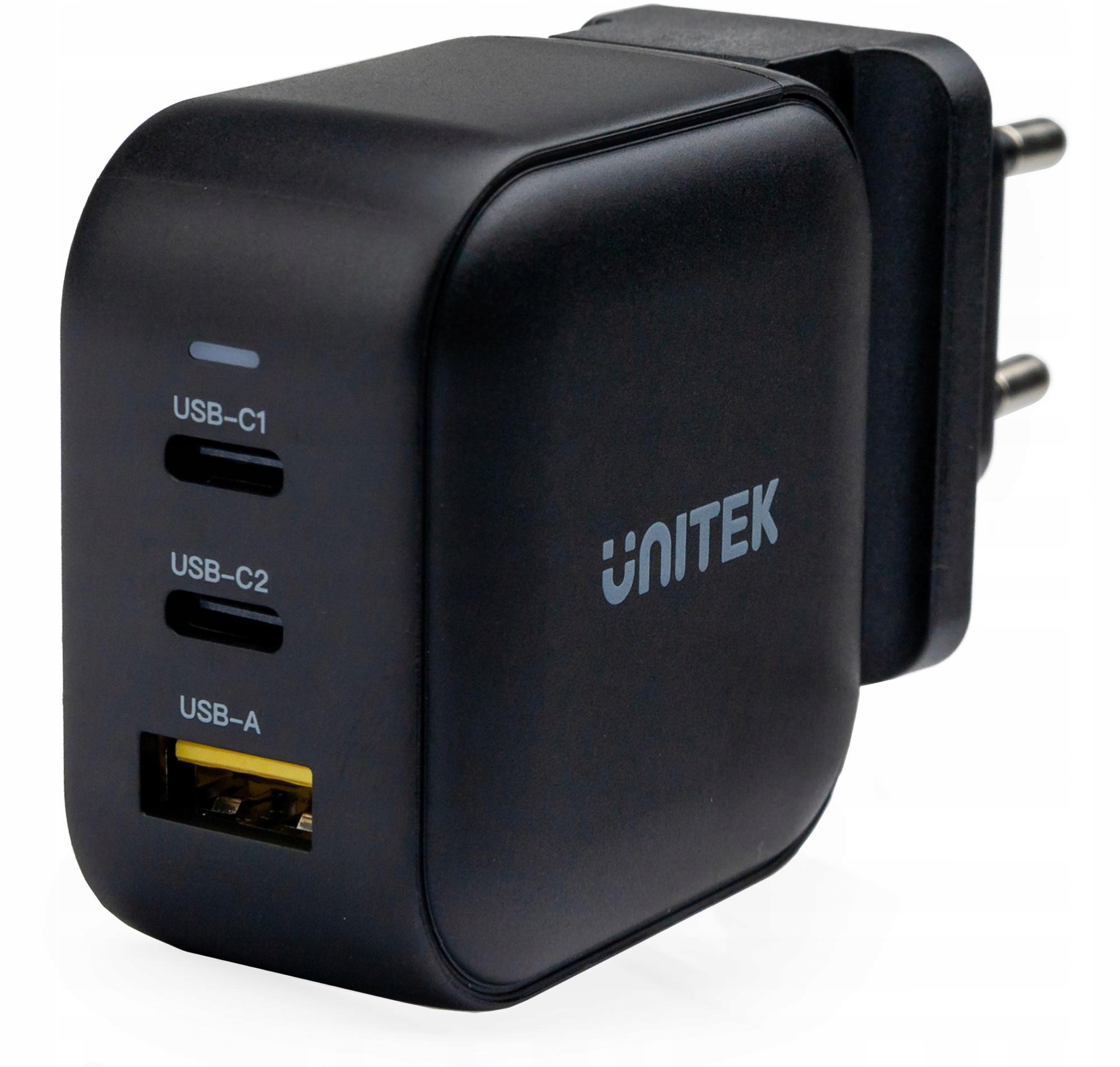 Síťová Nabíječka Unitek Gan 3 Porty Pd 66W Qc 30 Černá