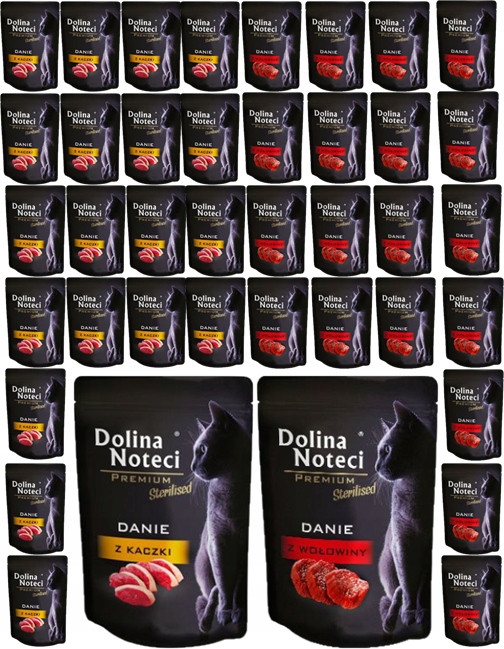 Levně Vlhké krmivo pro kočky Dolina Noteci Premium Dish MIX 2 příchutí Sterilované 40 ks