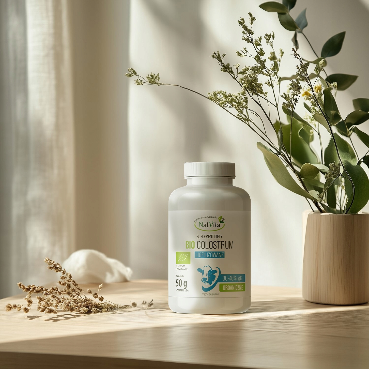 Colostrum BIO Hovädzie kolostrum Ekologické Imunita 30-40% IgG 50g NatVita Názov Bio Colostrum