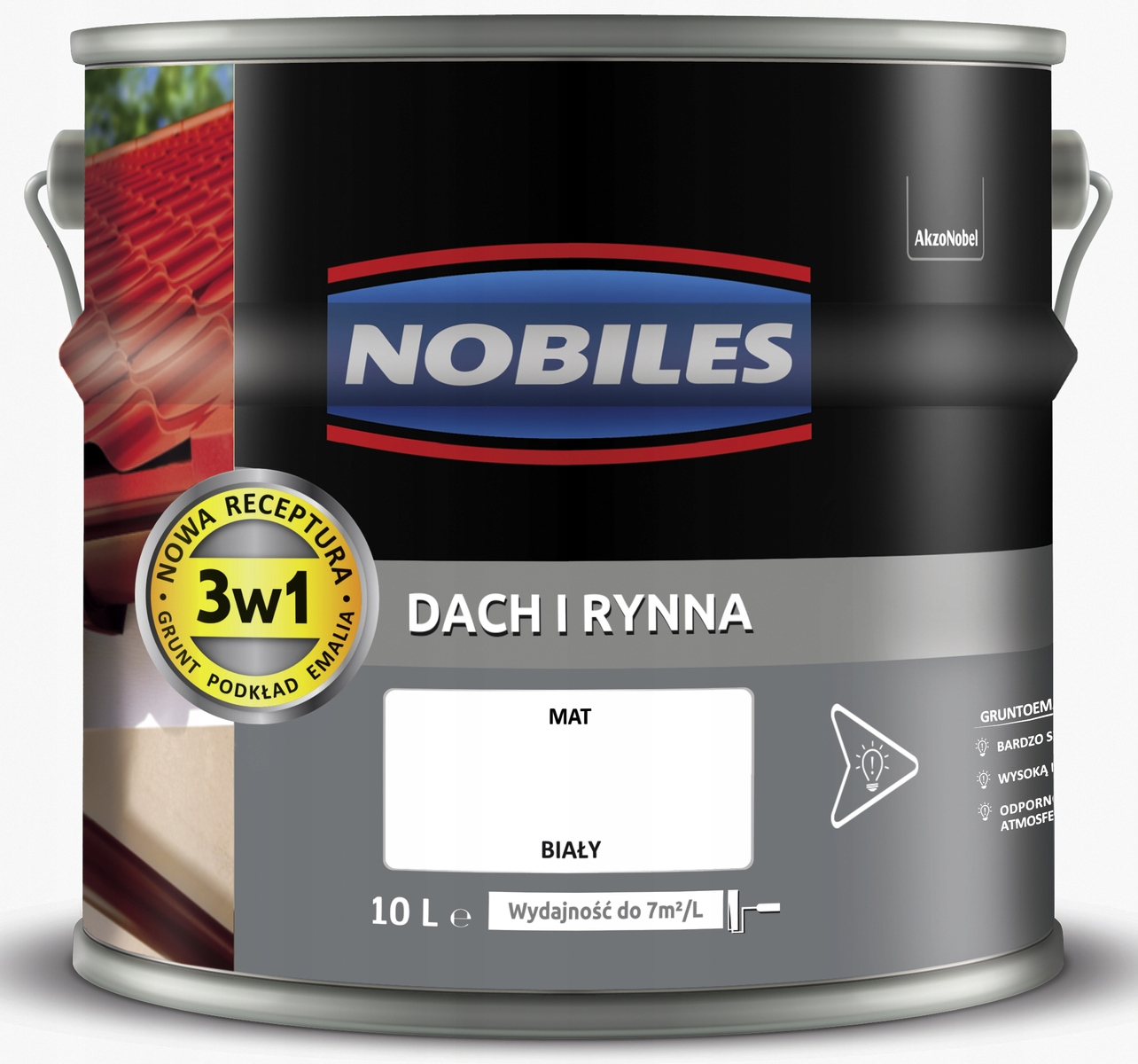 Nobiles Střešní Barva na pozinkované pozink a okapy 10 l Bílá