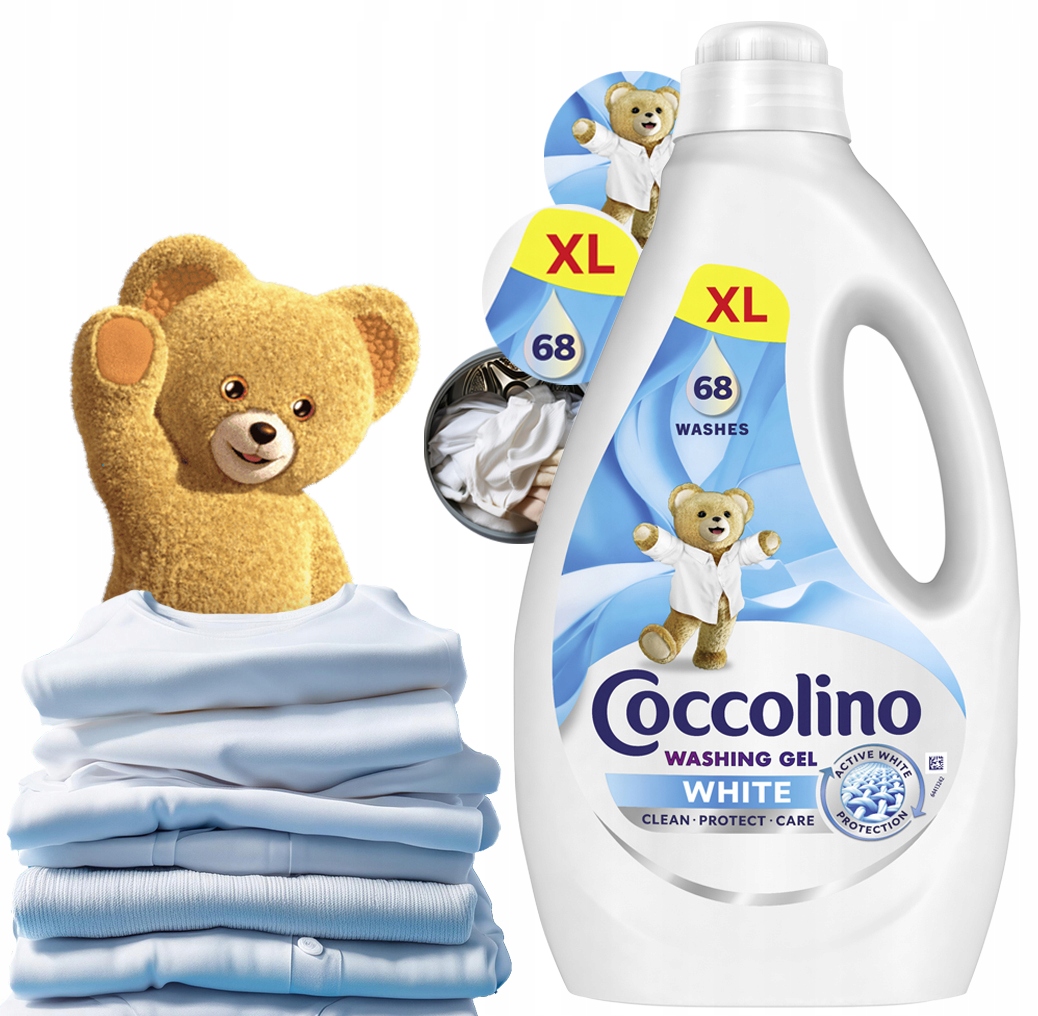 Gel Coccolino White Na Praní Gel Tekutý Prostředek Na Bílé Prádlo 68 Praní 2,72 L XL