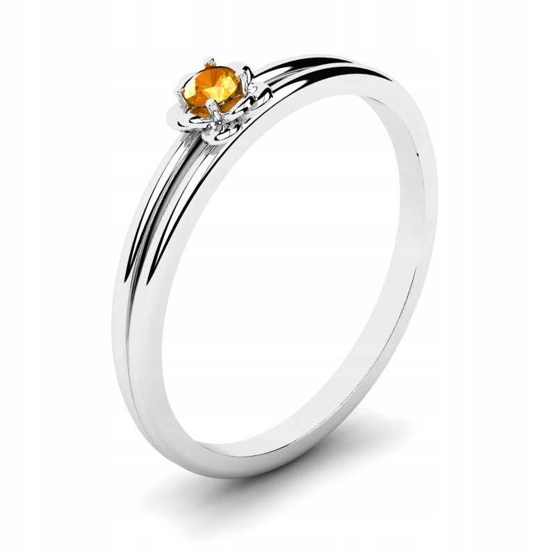 

Pierścionek Z Białego Złota Z Cytrynową Cyrkonią