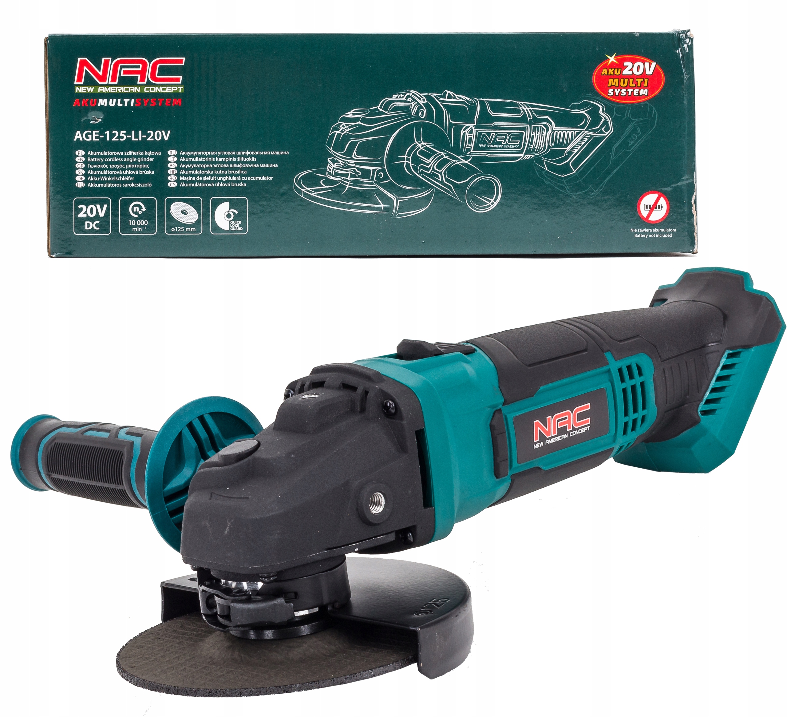 Szlifierka kątowa aku. Nac AGE-125-LI-20V Body