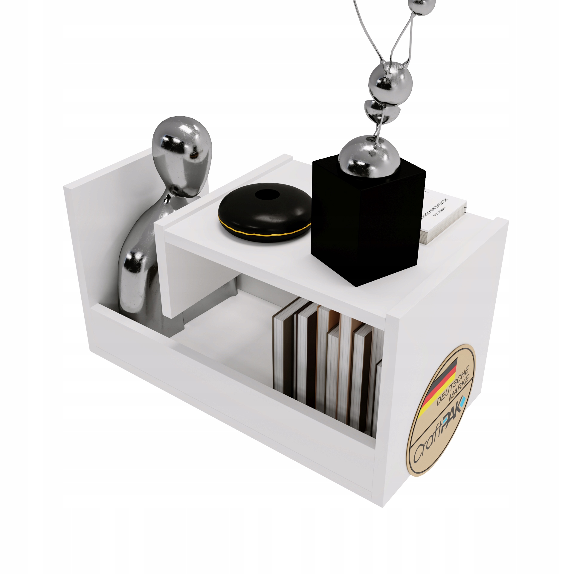 Konferenční stolek barová skříň obývací pokoj regál police bílá 3v1 60 cm