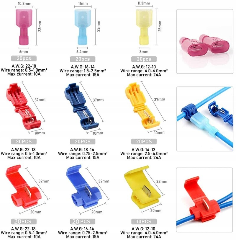 170Pcs T-Tap Wire Electrical Connectors Quick Marka inna
