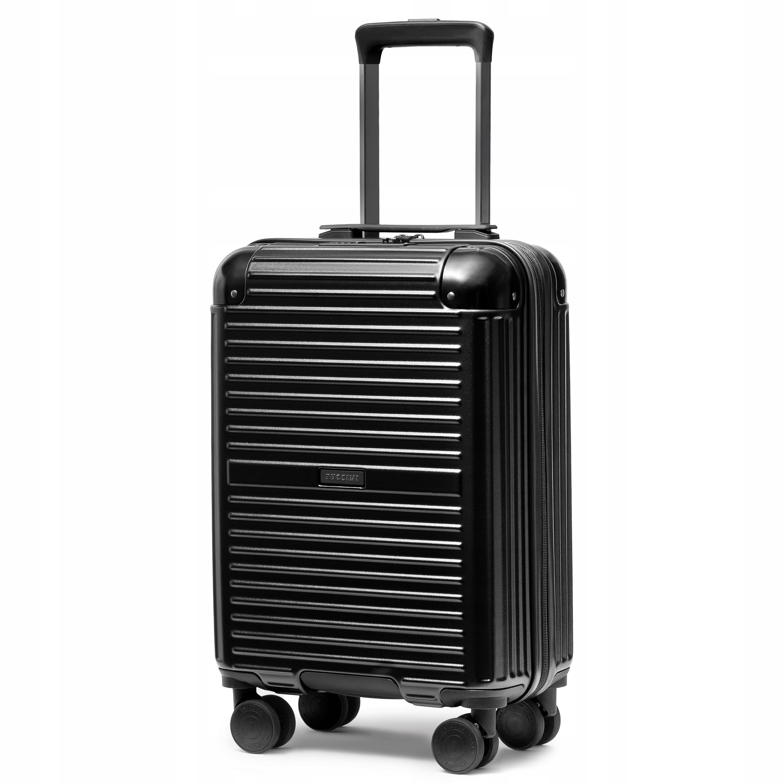 Walizka kabinowa Puccini Dallas czarny narożnik Alu PC034C-1