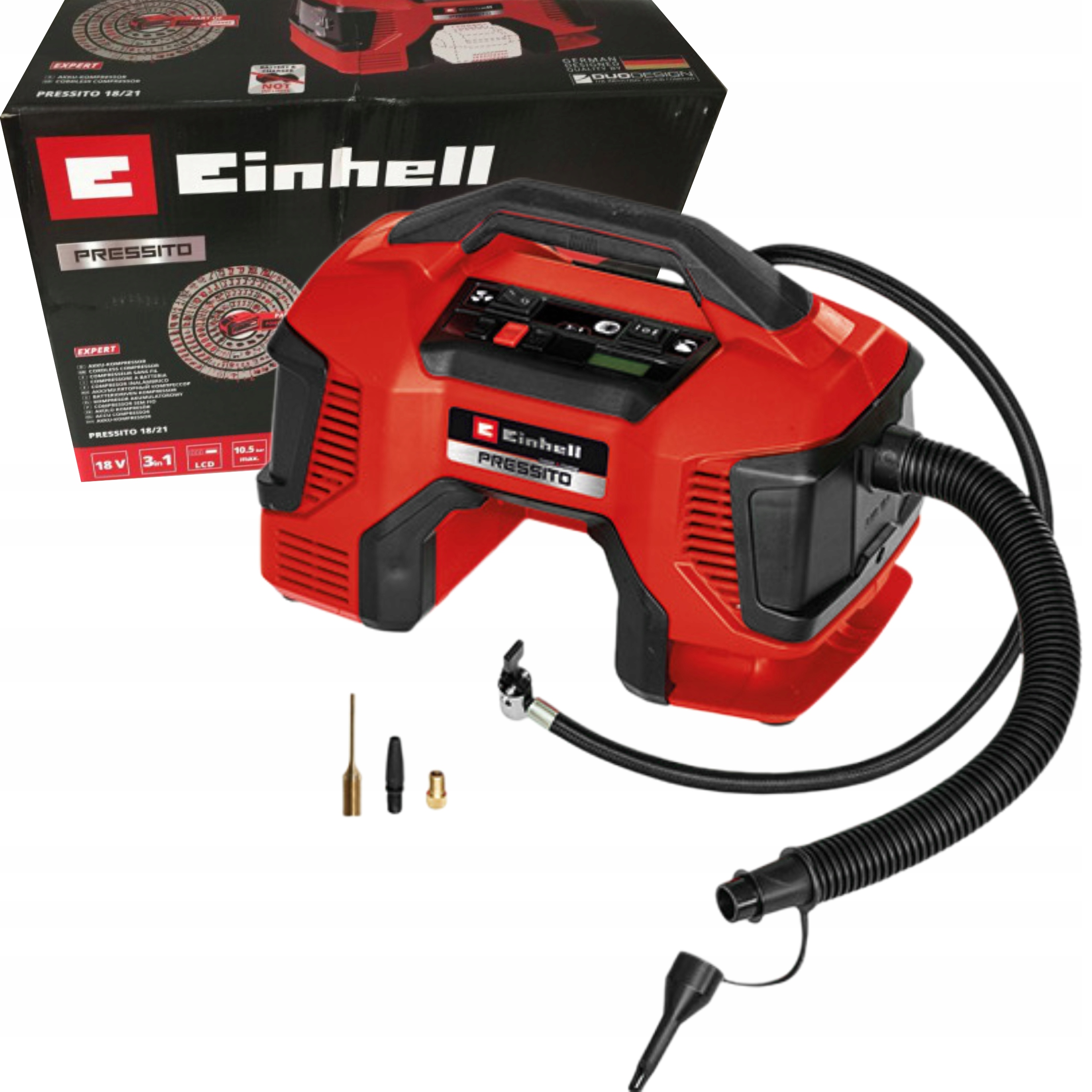Einhell Akumulátorový Kompresor 18V 10,5 Bar Adaptéry Pressito 18/21 Sólo