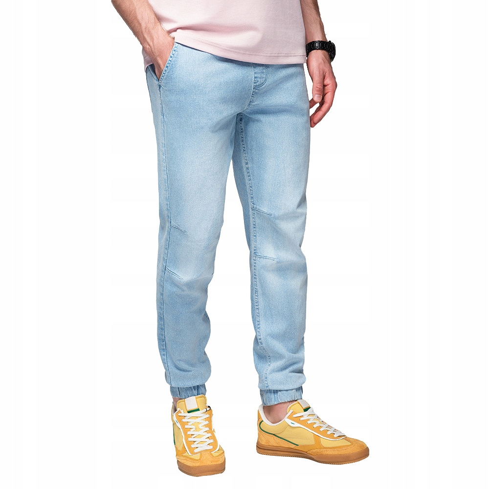 Pánské džíny s efektem seprání světle modré V1 OM-PADJ-0267 XL