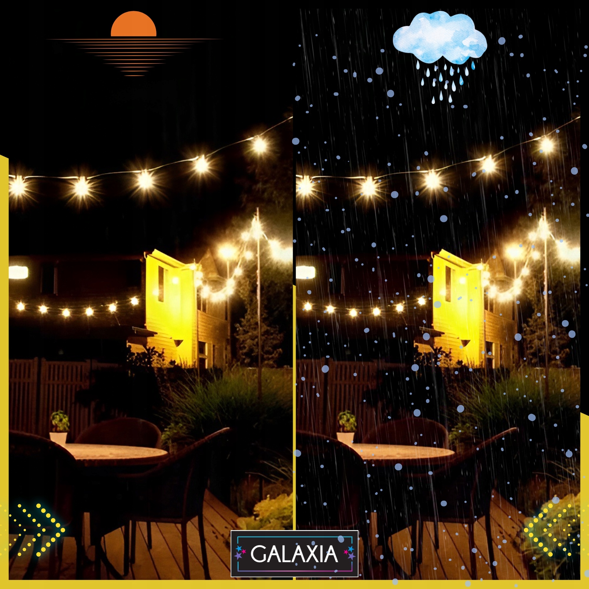 GIRLANDA ŚWIETLNA OGRODOWA 10m 10 LED Lampki Ogrodowe 230v Zewnętrzna Prąd Marka GALAXIA