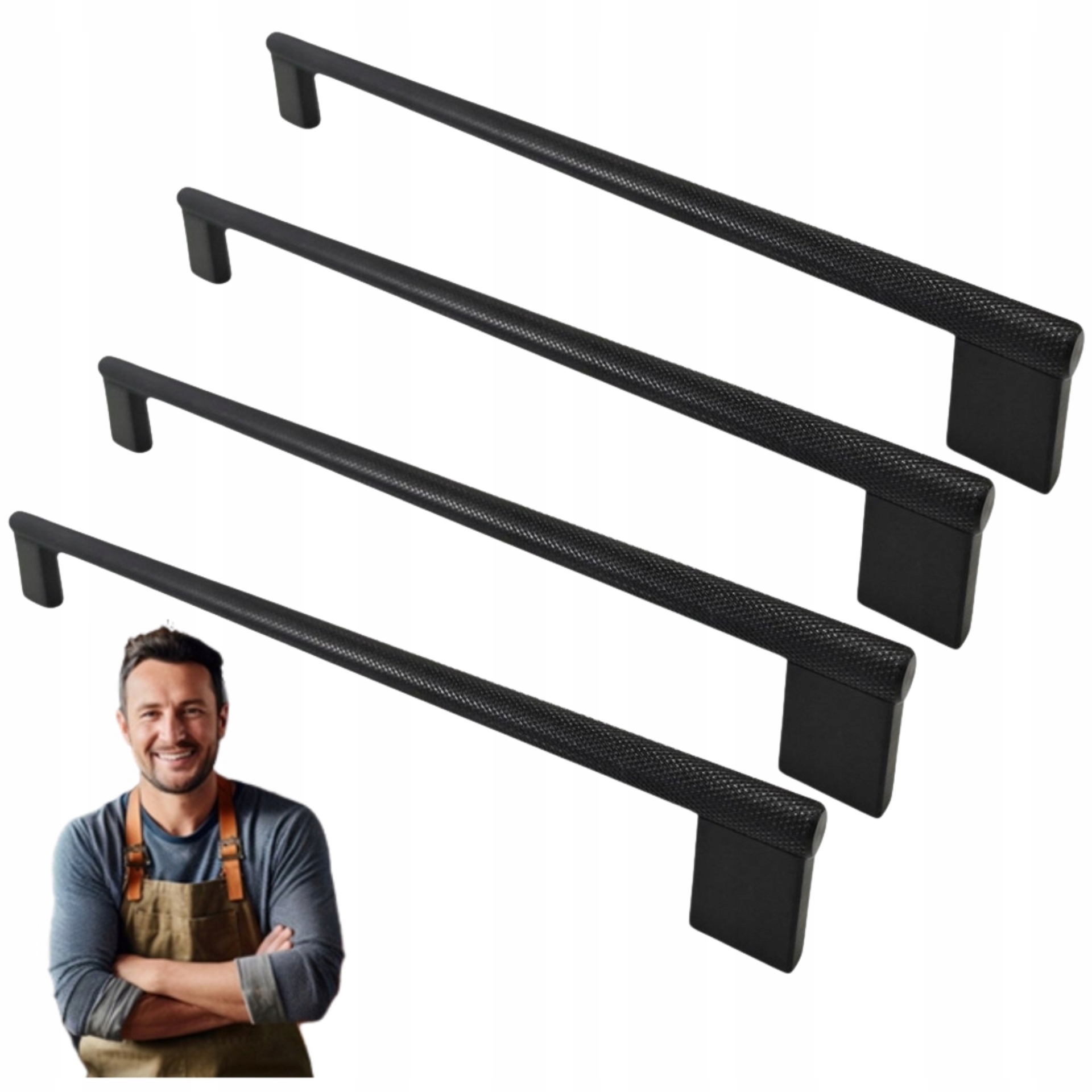 Nábytkový držiak na skrinku do zásuvky Barro 256 mm, čierny, 4 ks