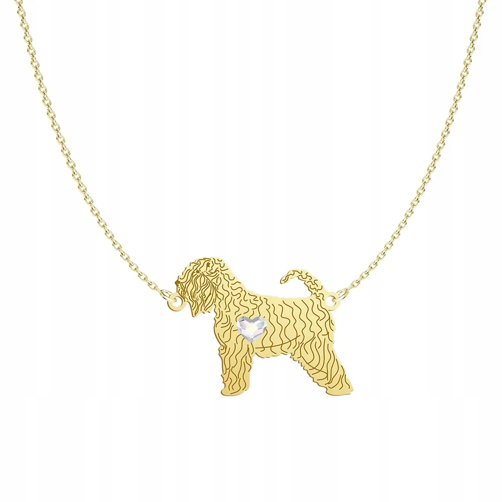 Zlatý náhrdelník s irským měkkým hřebcem Wheaten Terrier 925 Žena Gravírování