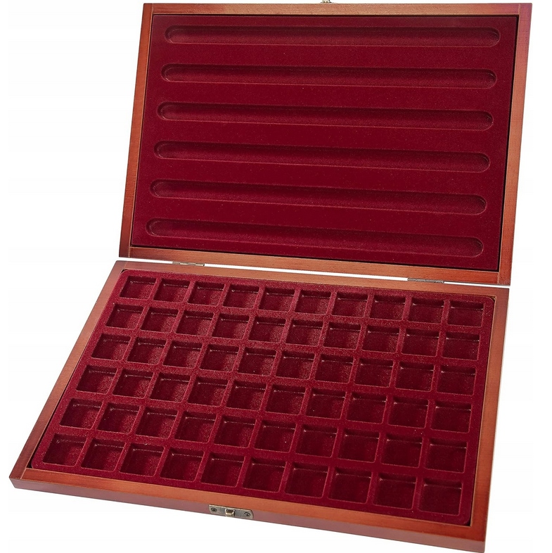 Dřevěná Kazeta Na 60 Mincí 26x26 MM Kazeta Na Mince 2 Euro