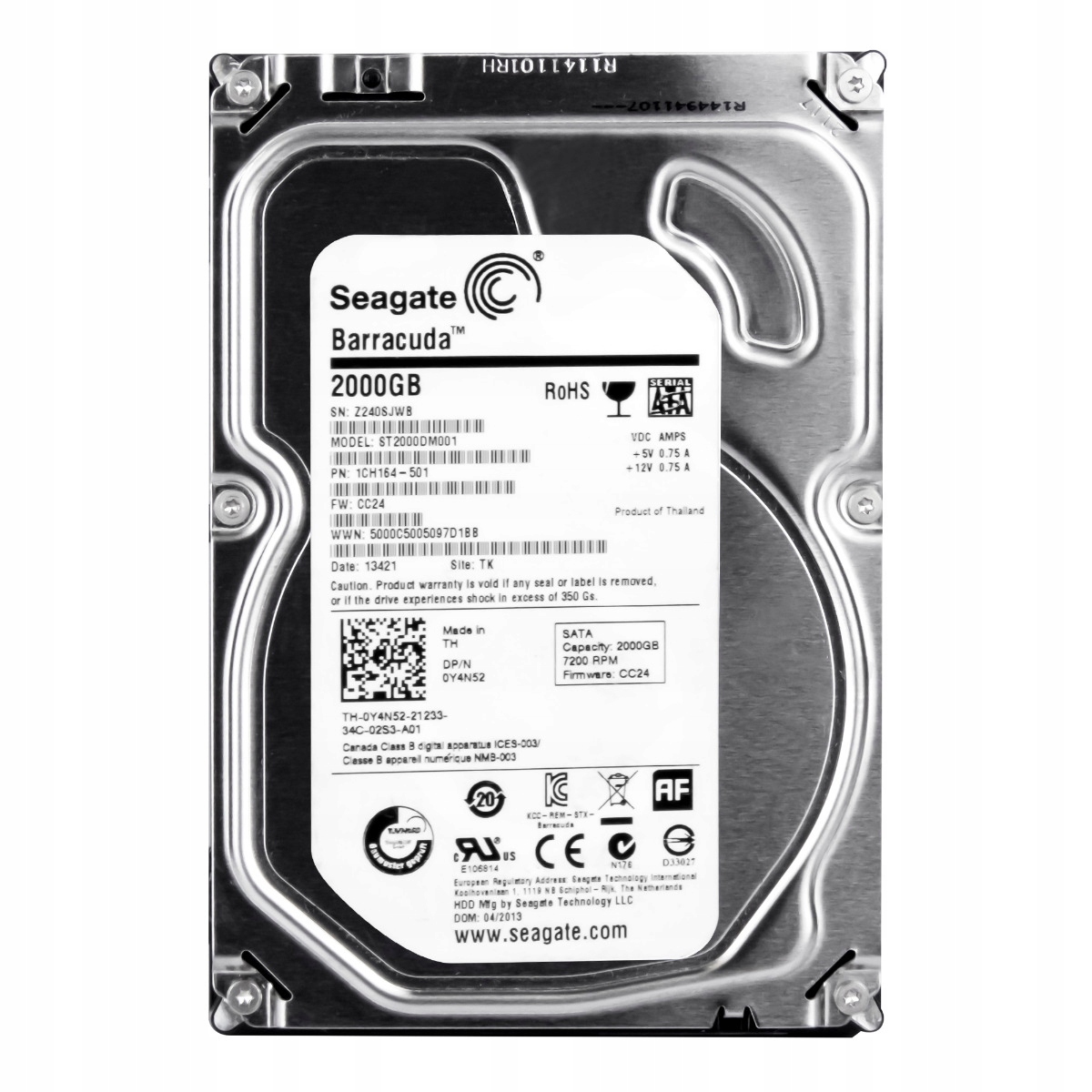 Dell 0Y4N52 2TB 7.2K 64MB Sata III 3.5" ST2000DM001