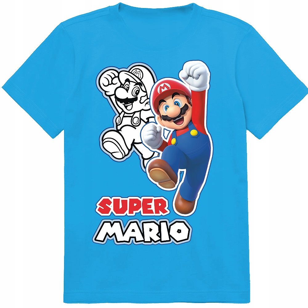 ZESTAW 3W1 KOSZULKA DLA DZIECI TATUAŻE NAKLEJKI SUPER MARIO BROS 152 JAKOŚĆ Rozmiar L
