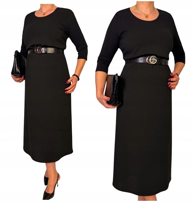 Šaty černá, zeštíhlující, dlouhá jarní smutek 42 44 46 48 50 52 54 56