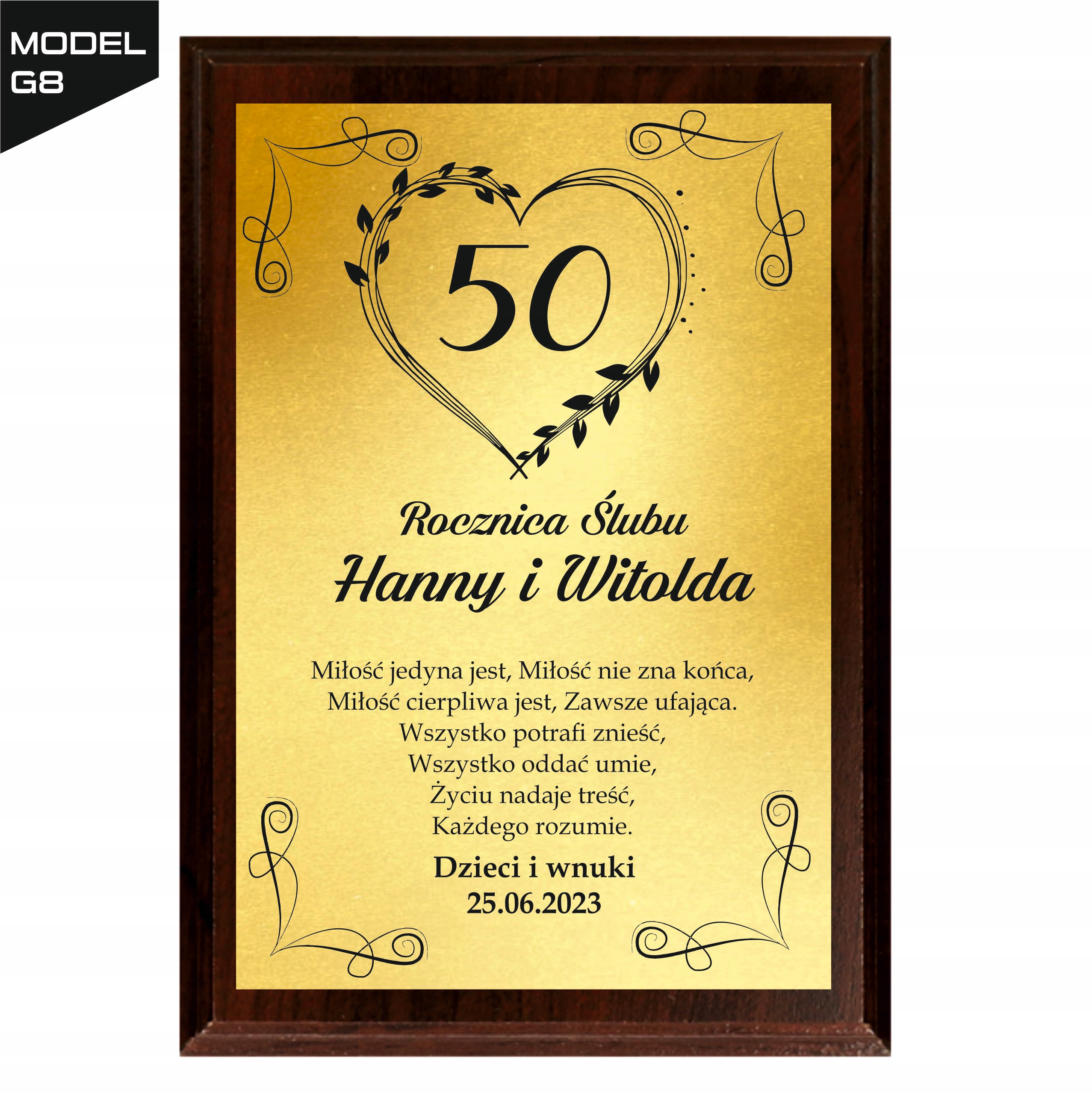Magiczny Spersonalizowany Upominek Prezent Gift na Rocznicę Ślubu 1-50 lat Szerokość produktu 13 cm