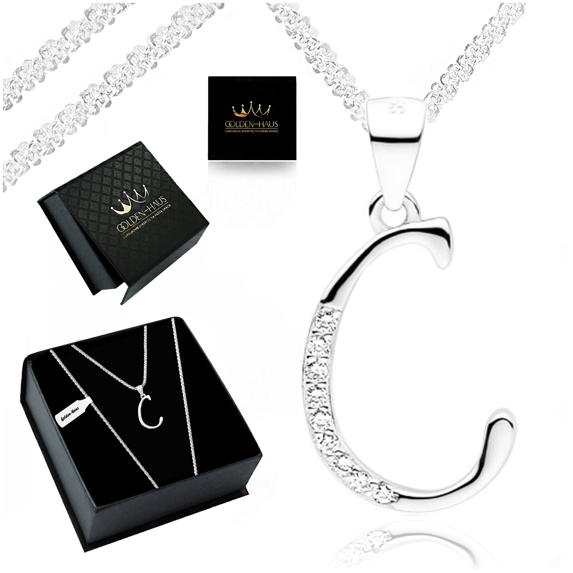 Dámský stříbrný Řetízek přívěsek Přívěsek písmenem C 925, Dárek pro babičku, tetu