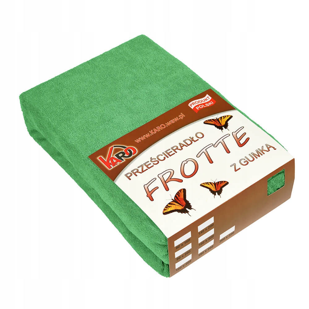 Froté prostěradlo s gumičkou 200x220 zelené hráškové Karo