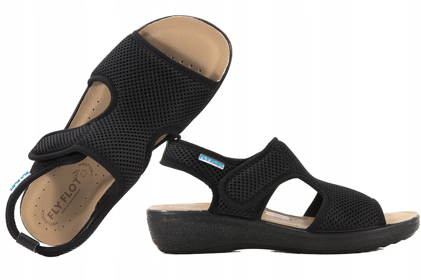 Fly Flot 55B85FE Dámské Textilní Sandály Na Haluksy Koturn Pu 40 Černá