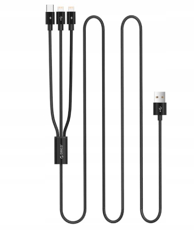 

Kabel przewód Orico 3w1 Usb C 2* Lightning 3A 1,2m
