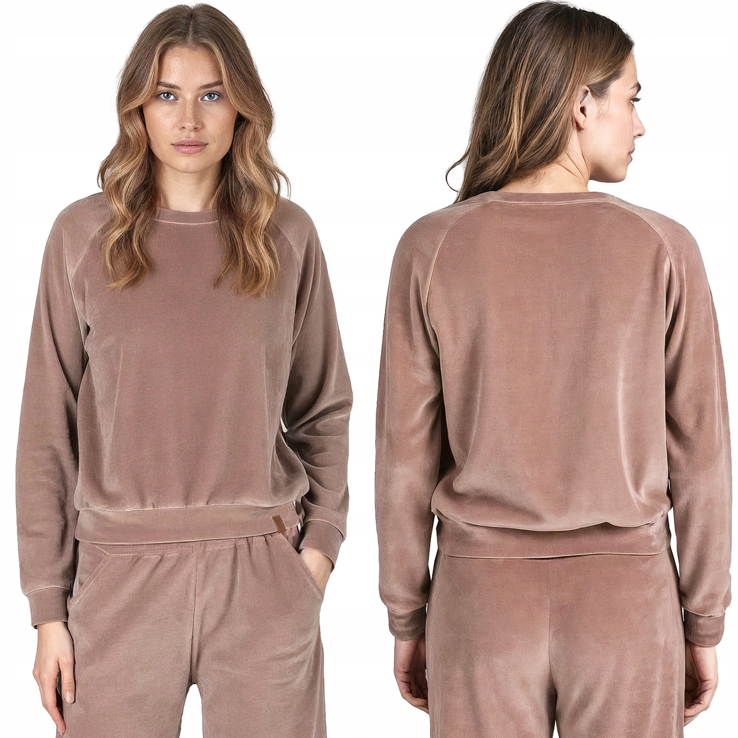 Vivisence 9005 béžová velurová sportovní bavlna nerozepínací M Mikina