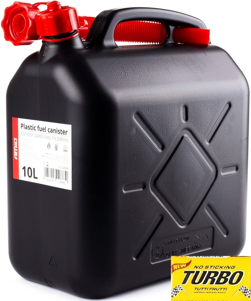 Kanister plastikowy na paliwo benzynę ropę z lejkiem czarny 10L Amio