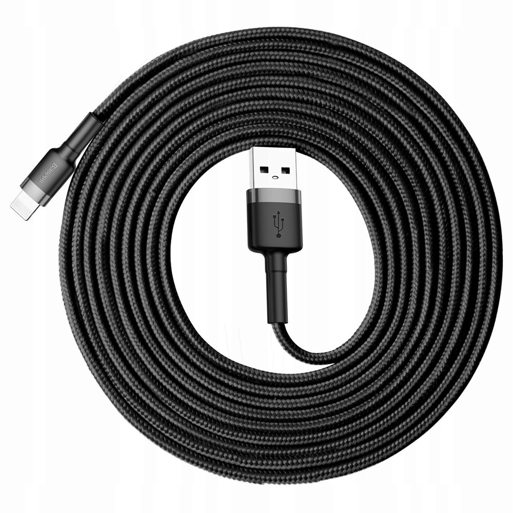 Kabel Baseus Cafule Usb-a Lightning 2A Qc 3.0 3 m czarno-szary