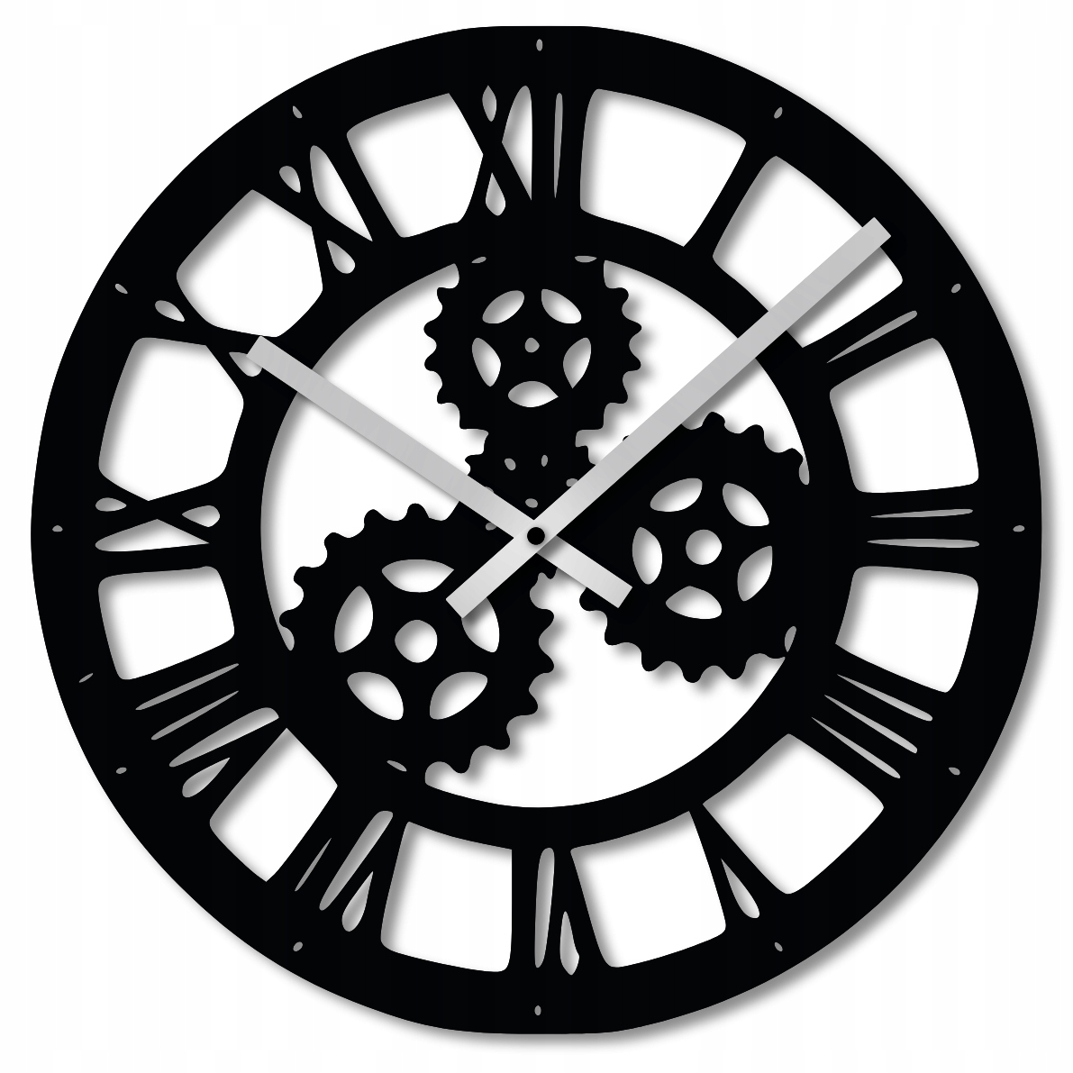 Nástěnné Hodiny 60 cm Dřevěné Nástěnné Hodiny Velké Černé Hodiny Mechanismus